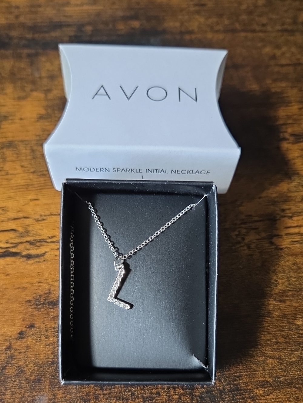 Avon Silver Sparkling 'L' Initial Necklace